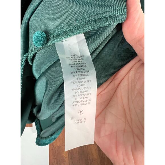 Vince Camuto Size 6 Twist Front Long Sleeve Velvet Dress Jewel Green Wicked - Picture 4 of 8